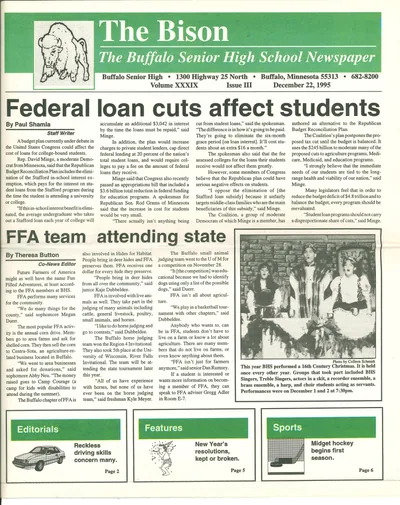 Cover of The Bison – December 22, 1995