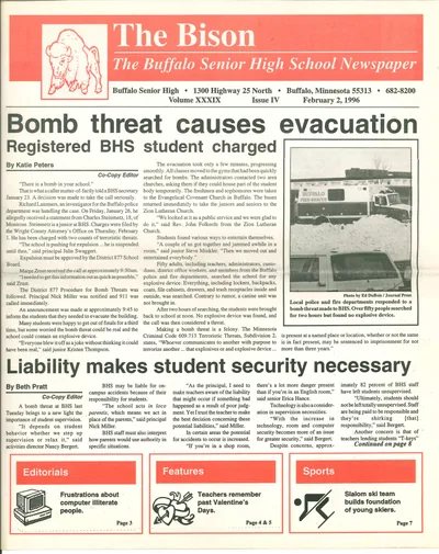 Cover of The Bison – February 2, 1996
