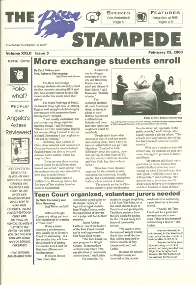 Cover of The Bison Stampede – February 22, 2000