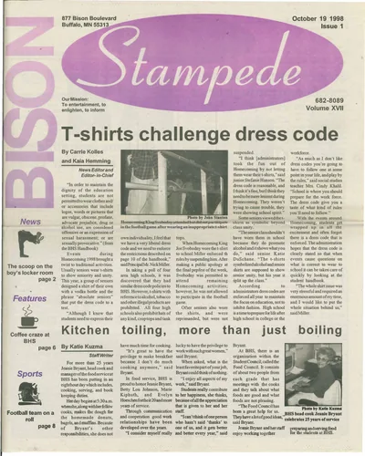 Cover of The Bison Stampede – October 19, 1998