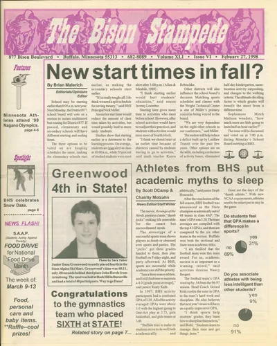 Cover of The Bison Stampede – February 27, 1998