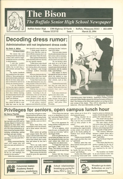 Cover of The Bison – March 25, 1994