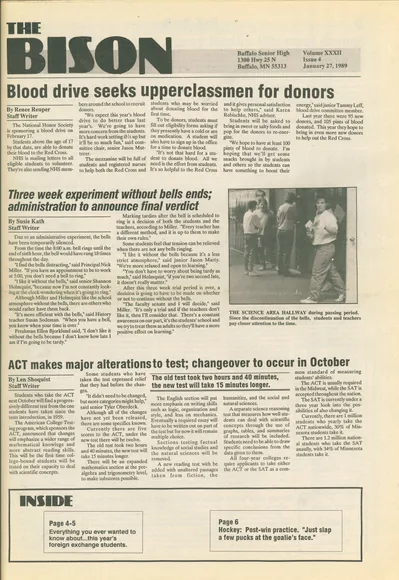Cover of The Bison – January 27, 1989