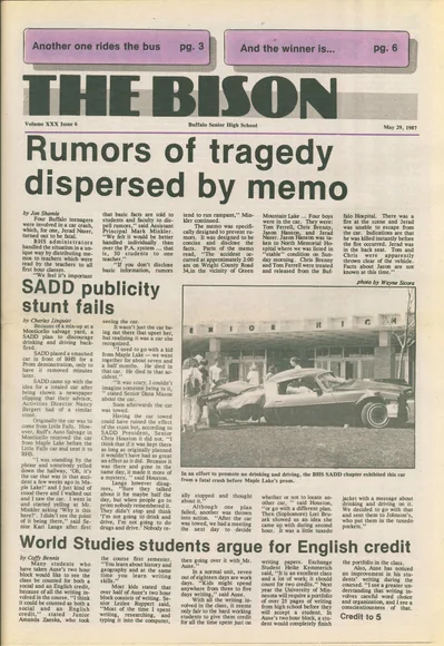 Cover of The Bison – May 29, 1987