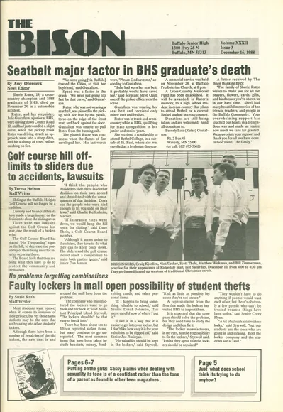 Cover of The Bison – December 16, 1988