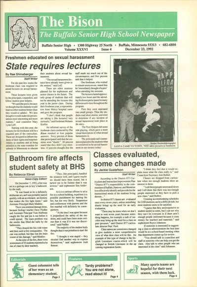 Cover of The Bison – December 23, 1992