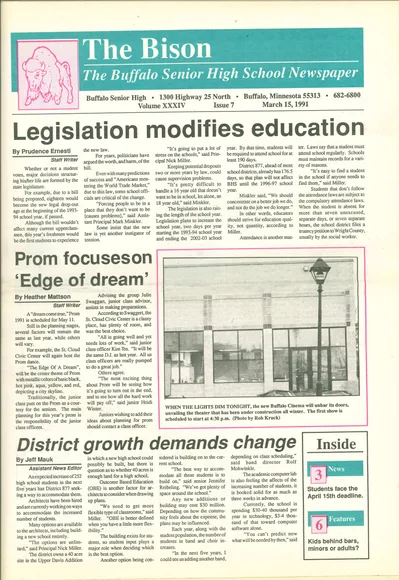 Cover of The Bison – March 15, 1991