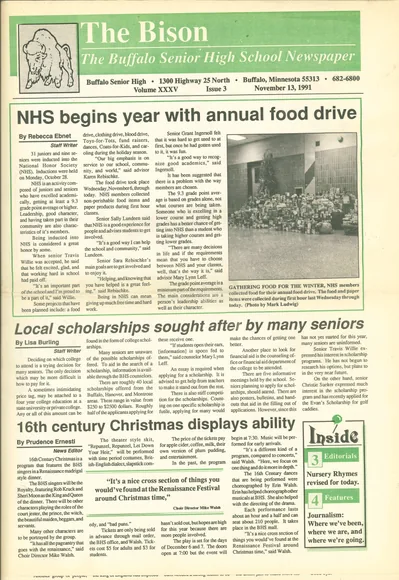 Cover of The Bison – November 13, 1991