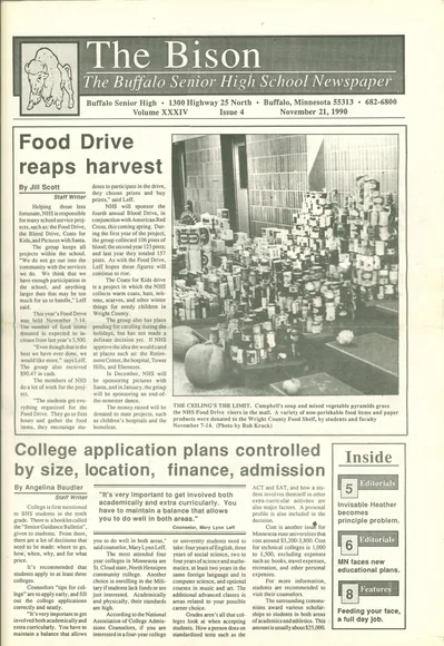 Cover of The Bison – November 21, 1990
