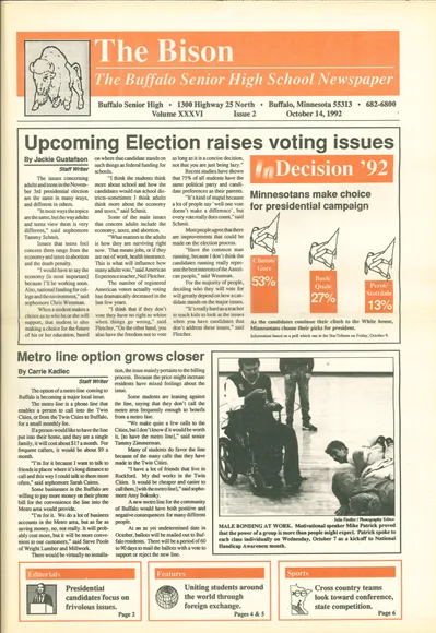 Cover of The Bison – October 14, 1992