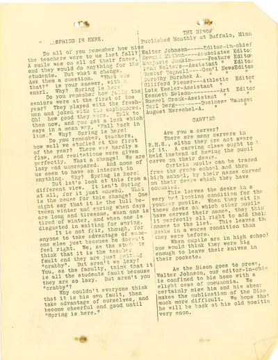 Cover of The Bison – February 1928